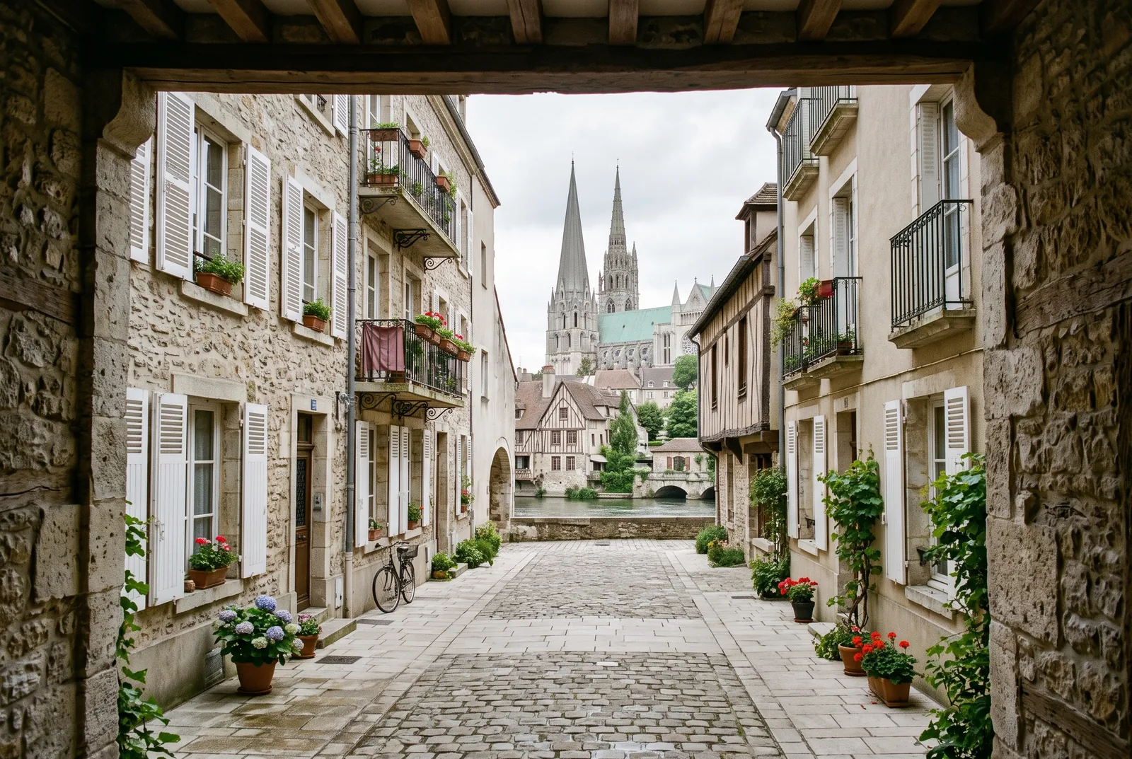 Cour intérieure d'un immeuble à Chartres